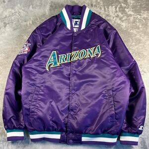 Vintage Arizona Diamondbacks Starter Jacket Mens XL Purple Satin MLB Bomber